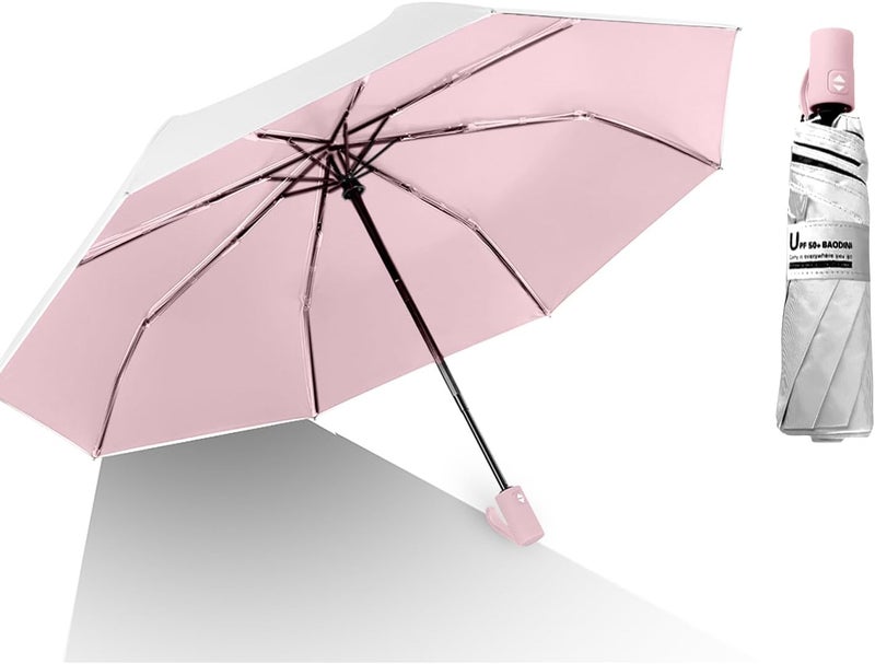 BAODINI Small UV Protection Travel Umbrella Compact for Rain and Sun UPF 50+ Windproof Portable 42 inch Umbrella for Women and Men - Image 1